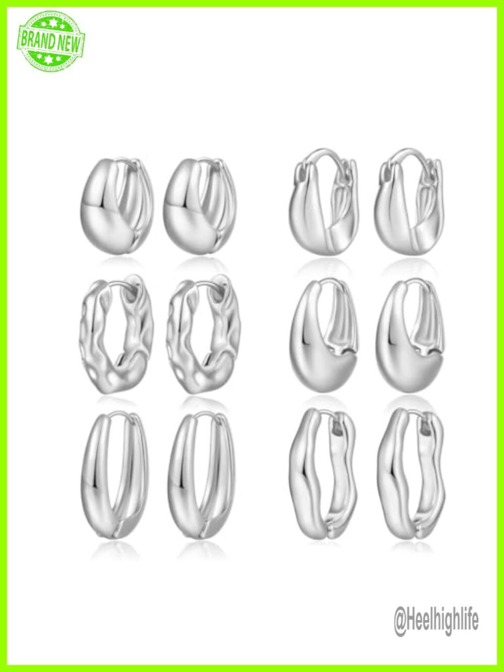 6 Pairs 14K Gold Plated Hoop Huggie Earrings Set Hypoallergenic Jewelry Gift